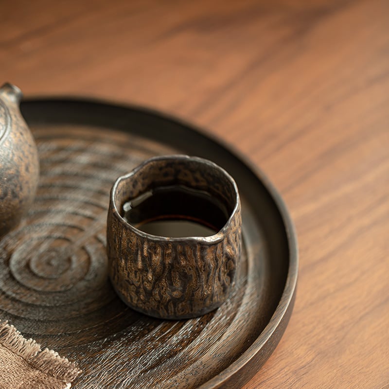 Gold-Flecked Iron Glaze Cup